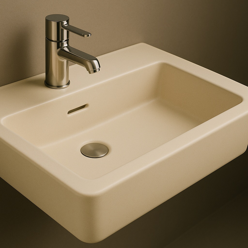 Close-up of sink geometry and integrated drain slot